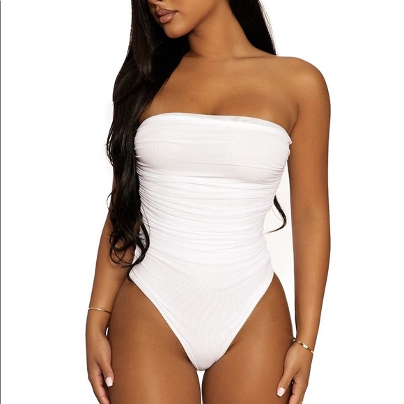 naked wardrobe Tops - Naked Wardrobe Ruched Bodysuit